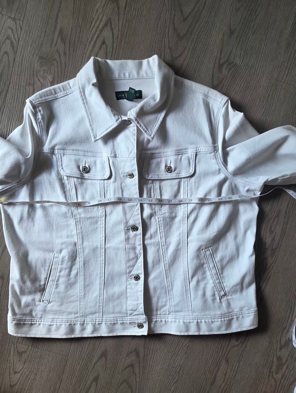 LRL Ralph Lauren Classic White Jean Jacket - Size 18W EUC - Picture 3 of 9